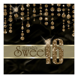Satin Jewel 16 . Geburtstag Black Gold ID260 Poster