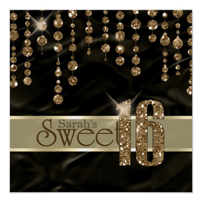 Satin Jewel 16 . Geburtstag Black Gold ID260 Poster (Vorderseite)