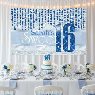Satin Jewel 16 . Geburtstag Blue ID260 Banner
