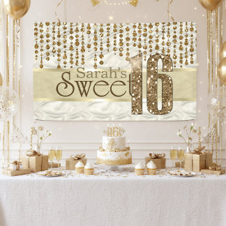 Satin Jewel 16 . Geburtstag Gold ID260 Banner