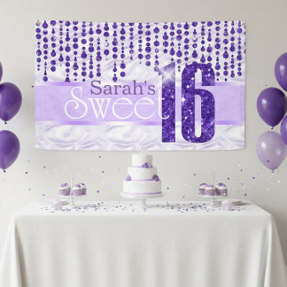 Satin Jewel 16 . Geburtstag Lila ID260 Banner