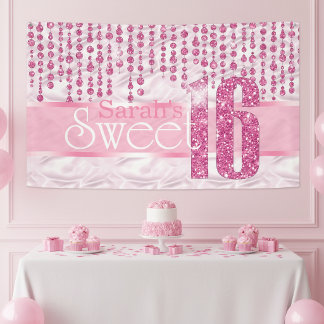 Satin Jewel 16 . Geburtstag Pink ID260 Banner