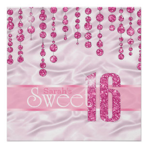 Satin Jewel 16 . Geburtstag Pink ID260 Poster