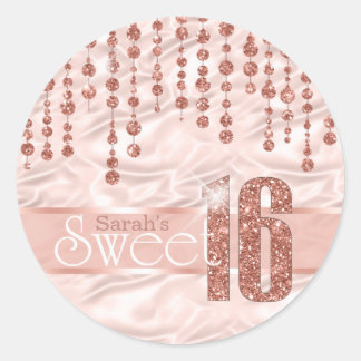 Satin Jewel 16 . Geburtstag Rose Gold ID260 Runder Aufkleber