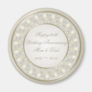 Satin Pearl 30th Wedding Anniversary Magnet
