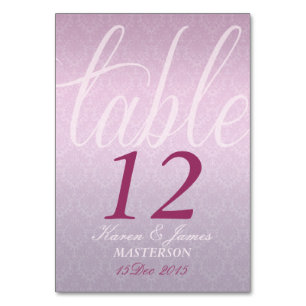 Satin Pink Damask Wedding Stylish Table Card Tischnummer