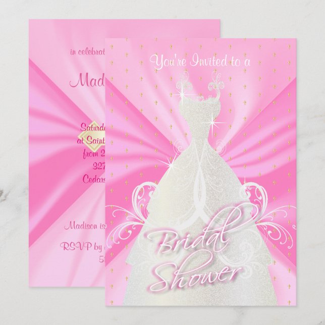 Satin Pink Religious Bridal Duwer Einladungen (Vorne/Hinten)