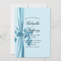 Satin Ribbon Blue Wedding Einladung