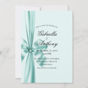 Satin Ribbon Green Wedding Einladung