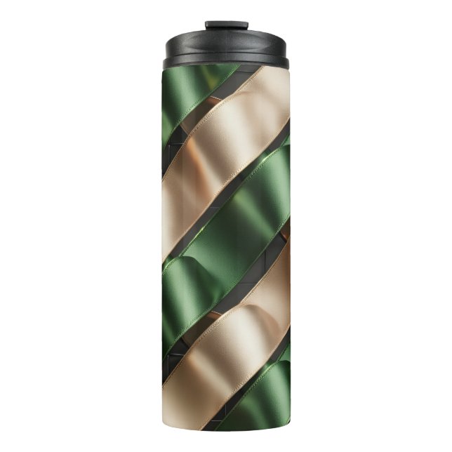 Satin Ribbon Pattern – Elegant Soft Fabric Loop  Thermosbecher (Vorderseite)