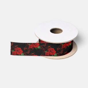 Satin Ribbon-Rote Rosen Satinband