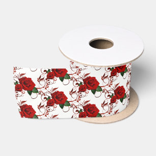 Satin Ribbon-Rote Rosen Satinband