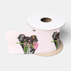 Satin Ribbon Welpe mit Rose Liebe Romantisch Satinband