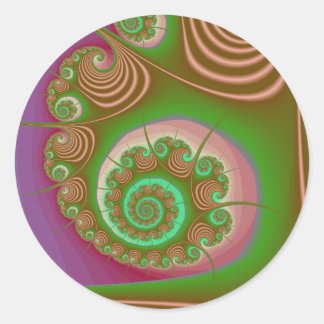 Satin Seashell Spiral Fraktal Runder Aufkleber