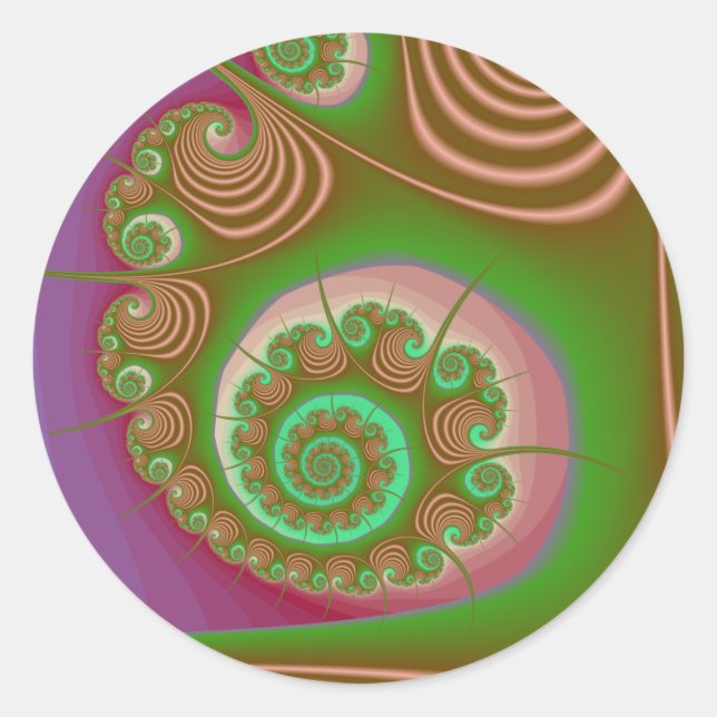 Satin Seashell Spiral Fraktal Runder Aufkleber (Vorderseite)