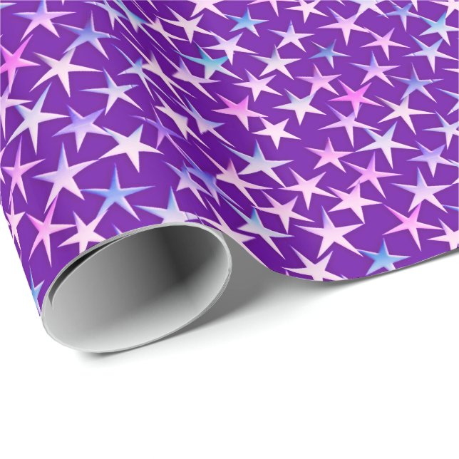 Satin Stars, Lavendel auf Lila Geschenkpapier (Rolleneckpunkt)