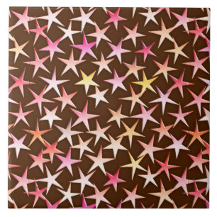 Satin stars, rosa auf Schokolade Fliese