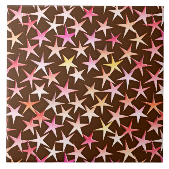 Satin stars, rosa auf Schokolade Fliese (Vorderseite)