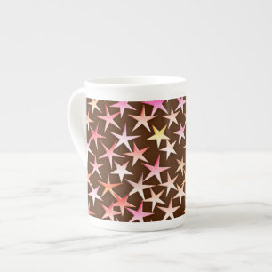 Satin stars, rosa auf Schokolade Prozellantasse
