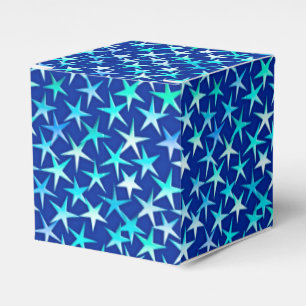 Satin-Sterne, blass blau auf Kobalt Geschenkschachtel