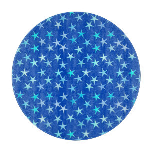 Satin-Sterne, blass blau auf Kobalt Schneidebrett