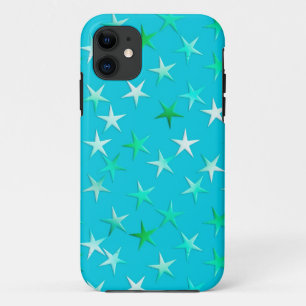 Satin-Sterne, hellgrün und blau auf Türkis Case-Mate iPhone Hülle
