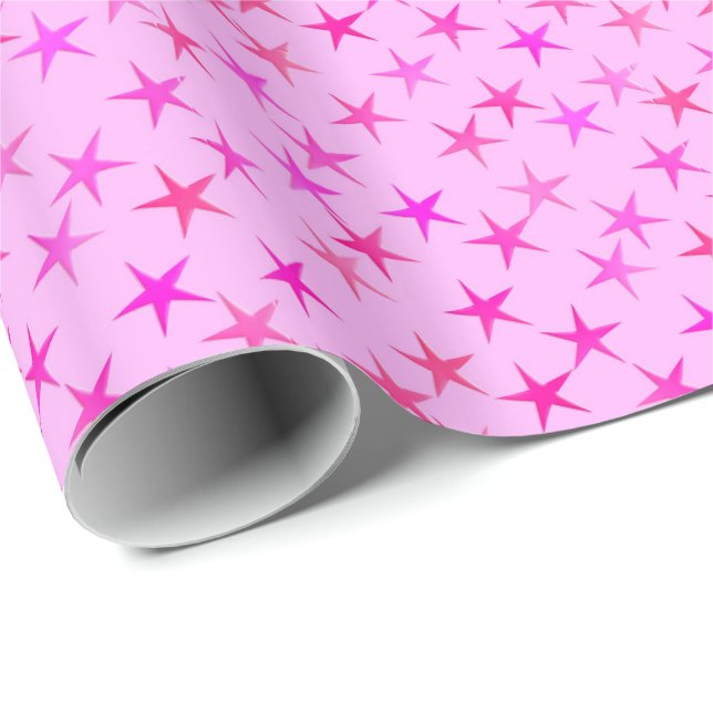Satin-Sterne, orchiert auf blassrosa Geschenkpapier (Rolleneckpunkt)