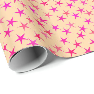 Satin-Sterne, Rosatöne auf Pfirsich Geschenkpapier