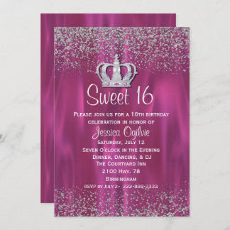 Satin und Glitzer Look Sweet 16 Einladung