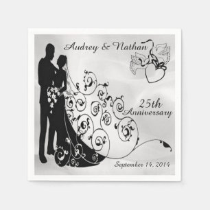 Satin Wedding Jubiläum Personalisiert Napkins Serviette