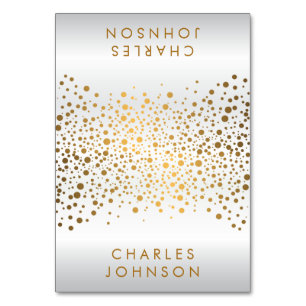Satin White und Gold Confetti Dots   PLATZKARTEN Tischnummer