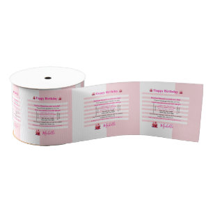 Satinband Rosa & Weiß gestreift Alles Gute zum Geb Ripsband