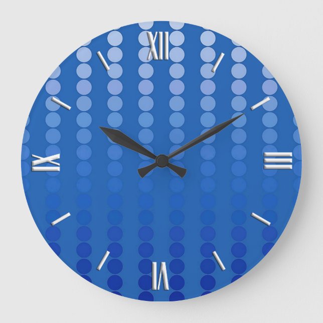 Satindots - Stahlblau Große Wanduhr (Vorderseite)