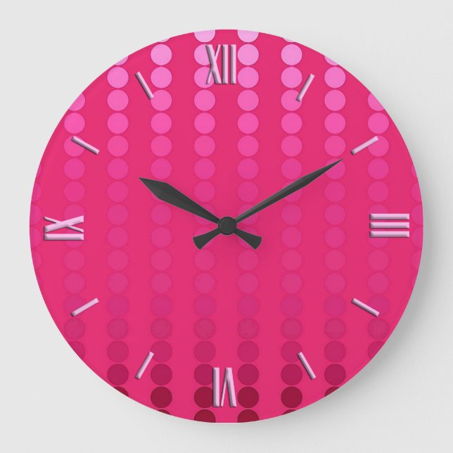 Satinpunkte - Fuchsienfarben Große Wanduhr (Vorderseite)
