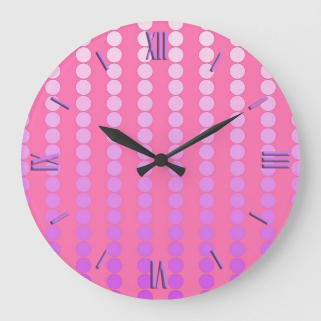 Satinpunkte - Rosa und Orchidee Große Wanduhr (Vorderseite)