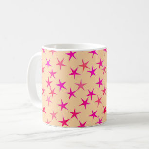 Satinsterne, rosa Töne auf Pfirsich Tasse