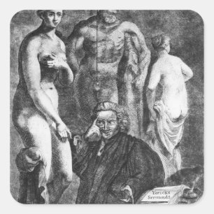 Satireportrait von Laurence Sterne, c.1761 Quadratischer Aufkleber