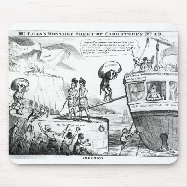 Satirical Cartoon über den Staat von Irland Mousepad (Vorne)