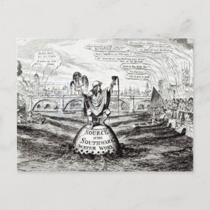 Satirical Cartoon über die Wasser-Firma Postkarte