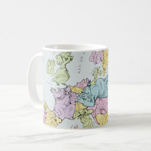 Satirical Karte von Europa   1871 Kaffeetasse