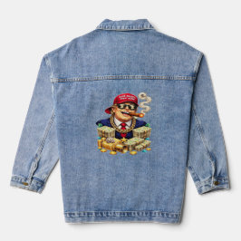 Satirical MAGA Billionaire Cartoon — Retro Pop Art Jeansjacke