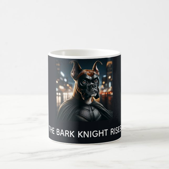 Satirisch der Bark Knight erhebt Boxer Superherd Kaffeetasse (Mittel)