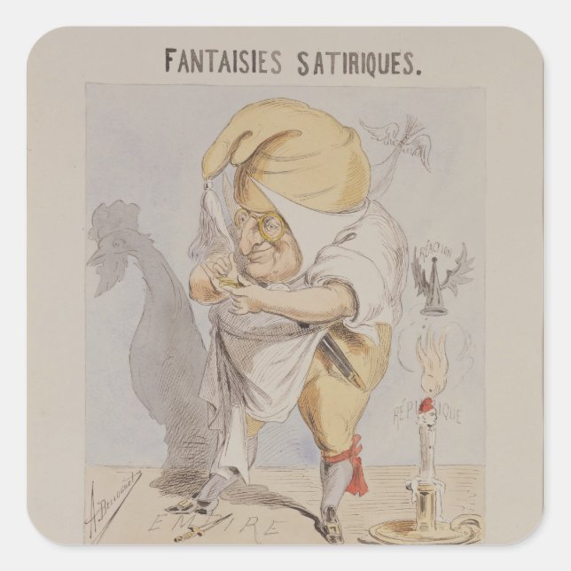 Satirische Fantasien, Karikatur von Adolphe Quadratischer Aufkleber (Vorderseite)