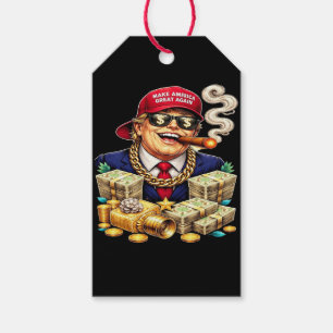 Satirischer MAGA-Milliardärs-Carton — Retro-Pop-Ar Geschenkanhänger