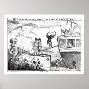 Satirisches Cartoon über den Staat Irlands Poster