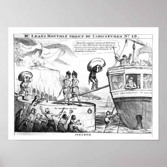 Satirisches Cartoon über den Staat Irlands Poster (Vorne)