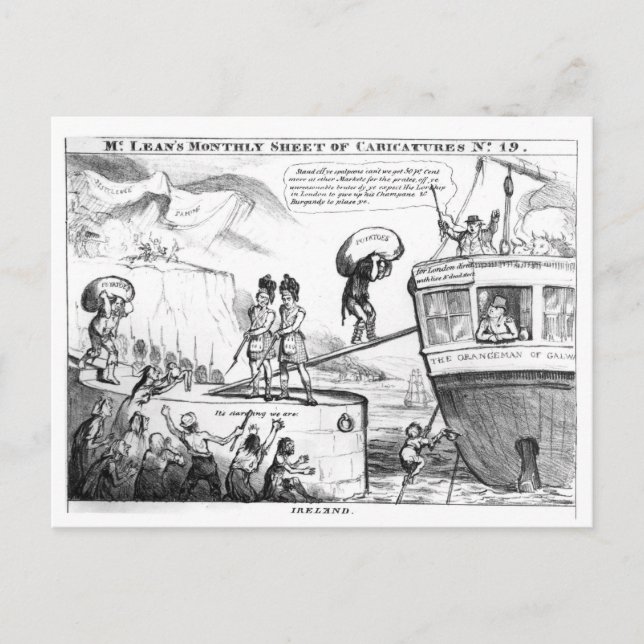 Satirisches Cartoon über den Staat Irlands Postkarte (Vorderseite)