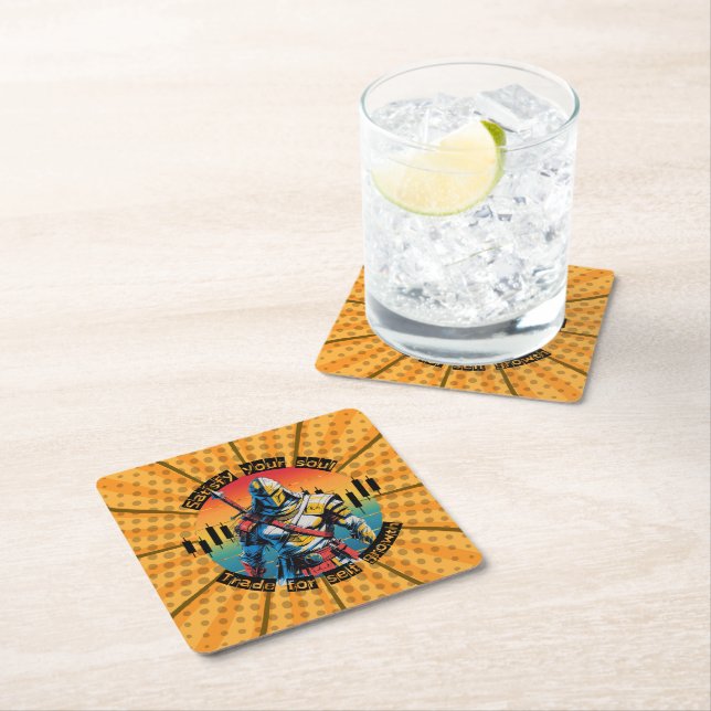 Satisfy | Trade motivation | Fantasy Design Comic Rechteckiger Pappuntersetzer (Vor Ort)