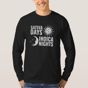Sativa Days Indica Nights Sun Moon Stoner T-Shirt