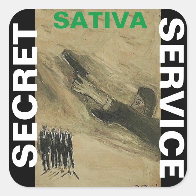 SATIVA SECRET SERVICE QUADRATISCHER AUFKLEBER (Vorderseite)